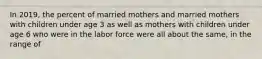 In 2019, the percent of married mothers and married mothers with children under age 3 as well as mothers with children under age 6 who were in the labor force were all about the same, in the range of