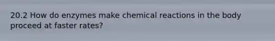 20.2 How do enzymes make <a href='https://www.questionai.com/knowledge/kc6NTom4Ep-chemical-reactions' class='anchor-knowledge'>chemical reactions</a> in the body proceed at faster rates?