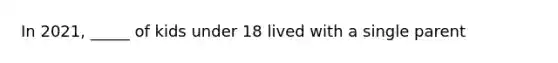 In 2021, _____ of kids under 18 lived with a single parent