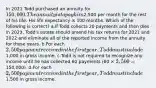 In 2021 Todd purchased an annuity for 150,000. The annuity is to pay him2,500 per month for the rest of his life. His life expectancy is 100 months. Which of the following is correct? a.If Todd collects 20 payments and then dies in 2023, Todd's estate should amend his tax returns for 2021 and 2022 and eliminate all of the reported income from the annuity for those years. b.For each 2,500 payment received in the first year, Todd must include1,000 in gross income. c.Todd is not required to recognize any income until he has collected 60 payments (60 × 2,500 =150,000). d.For each 2,500 payment received in the first year, Todd must include1,500 in gross income.