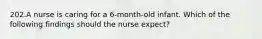 202.A nurse is caring for a 6-month-old infant. Which of the following findings should the nurse expect?