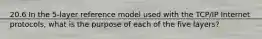 20.6 In the 5-layer reference model used with the TCP/IP Internet protocols, what is the purpose of each of the five layers?