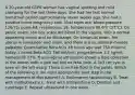 A 20-year-old G1P0 woman has vaginal spotting and mild cramping for the last three days. She had her last normal menstrual period approximately seven weeks ago. She had a positive home pregnancy test. Vital signs are: blood pressure 120/72; pulse 64; respirations 18; temperature 98.6°F (37°C). On pelvic exam, she has scant old blood in the vagina, with a normal appearing cervix and no discharge. On bimanual exam, her uterus is nontender and small, and there are no adnexal masses palpable. Quantitative Beta-hCG 48 hours ago was 750 mIU/ml; today, current Beta-hCG 760 mIU/ml; progesterone 3.2 ng/ml; hematocrit 37%. Transvaginal ultrasound shows a fluid collection in the uterus with a yolk sac but no fetal pole. A 3x3 cm cyst is seen on the left ovary. There is no free fluid in the pelvis. Which of the following is the most appropriate next step in the management of this patient? A. Exploratory laparoscopy B. Treat with methotrexate C. Treat with mifepristone D. Dilation and curettage E. Repeat ultrasound in one week