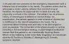 A 20-year-old man presents to the emergency department with a bilateral loss of sensation in his hands. The patient states that he witnessed a motor vehicle collision that involved several fatalities. He reports he observed the incident but was not physically involved in the collision. The patient has no previous history of neurological problems or mental illness. On examination, the patient appears in mild emotional distress but is indifferent to the loss of sensation in his hands. He is concerned about missing work and asks to be discharged as soon as possible. The remainder of the physical exam is normal, including a full neurological workup. A psychological evaluation reveals that the patient is not intentionally feigning illness. Which of the following is the most likely diagnosis? A) Conversion disorder B) Factitious disorder C) Malingering D) Somatic symptom disorder