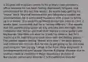 A 20-year-old musician comes to his primary care provider's office because he has been feeling depressed, fatigued, and unmotivated for the last few weeks. He wants help getting his "muse" back. Physical examination and laboratory studies are unremarkable. He is prescribed fluoxetine with a plan to follow up in a month. The patient's girlfriend brings him back to clinic 2 weeks later, concerned that he is "acting different." She reports that the patient plays guitar all day and late into the night. She complains that he has spent all their money on new guitars and keyboards. She does not want to "crush his dreams, but he's reaching a bit high trying to book tours with the Rolling Stones." The patient reports feeling "Better than ever!" He talks quickly and informs the clinician that he has to get going so he can keep practicing for "the big gig." What is the most likely diagnosis? A Antidepressant-induced bipolar disorder B Bipolar disorder due to another medical condition C Major depressive disorder D Narcissistic personality disorder E Schizoaffective disorder