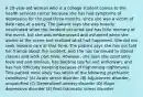 A 20-year-old woman who is a college student comes to the health services center because she has had symptoms of depression for the past three months, since she was a victim of date rape at a party. The patient says she was heavily intoxicated when the incident occurred and has little memory of the event, but she was embarrassed and ashamed when she awoke at the scene and realized what had happened. She did not seek medical care at that time. The patient says she has not told her friends about the incident, and she has continued to attend classes and work part time. However, she says she constantly feels sad and anxious, has become tearful and withdrawn, and has had difficulty sleeping because of frightening nightmares. This patient most likely has which of the following psychiatric conditions? (A) Acute stress disorder (B) Adjustment disorder, unspecified (C) Generalized anxiety disorder (D) Major depressive disorder (E) Post-traumatic stress disorder