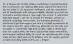 21. A 26-year-old female presents with heavy vaginal bleeding. She is conscious, but restless. Her blood pressure is 84/54 mm Hg, her pulse is 120 beats/min and weak, and her respirations are 22 breaths/min with adequate depth. She tells you that she inserted a tampon about 2 hours ago. You should: A. administer high-flow oxygen, ask her to remove the tampon, perform a detailed secondary assessment, and transport promptly. B. administer high-flow oxygen, perform a detailed assessment of her vaginal area for signs of trauma, place her on her side, and transport. C. administer high-flow oxygen, place a sterile pad over her vagina, keep her warm, elevate her lower extremities, and transport without delay. D. assist her ventilations with a bag-mask device, place one sterile dressing into her vagina, perform a rapid secondary assessment, and transport.