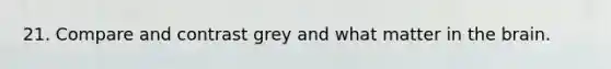 21. Compare and contrast grey and what matter in the brain.