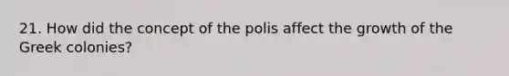 21. How did the concept of the polis affect the growth of the Greek colonies?