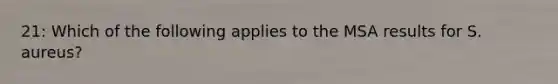 21: Which of the following applies to the MSA results for S. aureus?