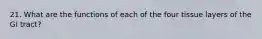 21. What are the functions of each of the four tissue layers of the GI tract?