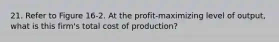 21. Refer to Figure 16-2. At the profit-maximizing level of output, what is this firm's total cost of production?