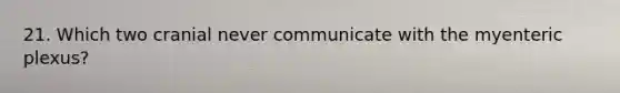 21. Which two cranial never communicate with the myenteric plexus?