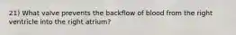 21) What valve prevents the backflow of blood from the right ventricle into the right atrium?