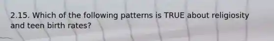 2.15. Which of the following patterns is TRUE about religiosity and teen birth rates?
