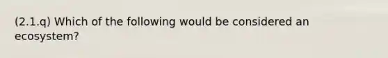 (2.1.q) Which of the following would be considered an ecosystem?