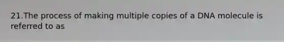 21.The process of making multiple copies of a DNA molecule is referred to as