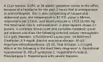 A 21yo woman, G1P0, at 36 weeks' gestation comes to the office because of a headache for the past 2 hours that is unresponsive to acetominophen. She is also complaining of nausea and abdominal pain. Her temperature is 97.9°F, pulse is 98/min, respirations are 17/min, and blood pressure is 170/110 mm Hg. The fetal heart rate is 140 beats/min. A urine dipstick shows 2+ protein. A complete blood count and complete metabolic panel are ordered and show the following selected values: Hemoglobin: 12.4 g/dL Platelets: 170,000/mm3 Leukocytes: 14,900/mm3 Creatinine: 0.5 mg/dL Alanine aminotransferase: 30 U/L Aspartate aminotransferase: 15 U/L Total bilirubin: 1.0 mg/dL Which of the following is the most likely diagnosis? A. Gestational hypertension B. HELLP syndrome C. Hydatidiform mole D. Preeclampsia E. Preeclampsia with severe features