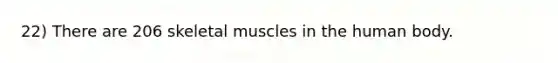 22) There are 206 skeletal muscles in the human body.