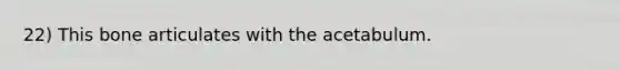 22) This bone articulates with the acetabulum.