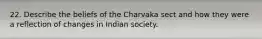 22. Describe the beliefs of the Charvaka sect and how they were a reflection of changes in Indian society.