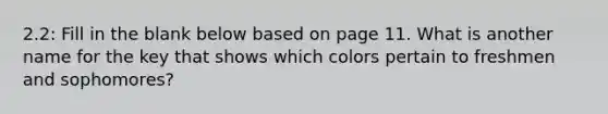 2.2: Fill in the blank below based on page 11. What is another name for the key that shows which colors pertain to freshmen and sophomores?