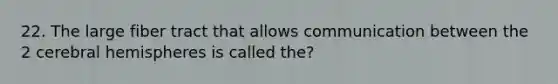 22. The large fiber tract that allows communication between the 2 cerebral hemispheres is called the?