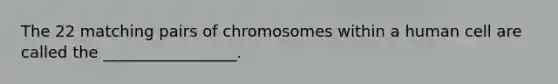 The 22 matching pairs of chromosomes within a human cell are called the _________________.