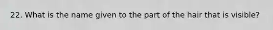 22. What is the name given to the part of the hair that is visible?