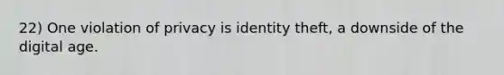 22) One violation of privacy is identity theft, a downside of the digital age.