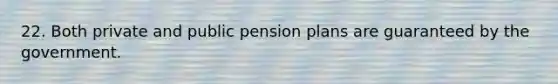 22. Both private and public pension plans are guaranteed by the government.