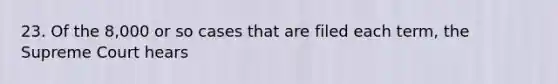 23. Of the 8,000 or so cases that are filed each term, the Supreme Court hears