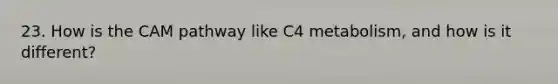 23. How is the CAM pathway like C4 metabolism, and how is it different?