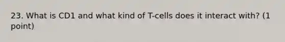 23. What is CD1 and what kind of T-cells does it interact with? (1 point)