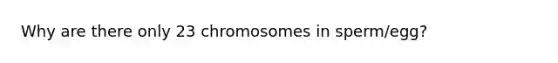 Why are there only 23 chromosomes in sperm/egg?