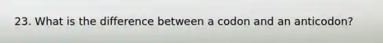 23. What is the difference between a codon and an anticodon?