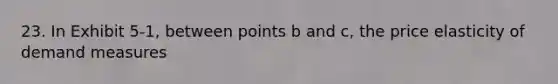 23. In Exhibit 5-1, between points b and c, the price elasticity of demand measures