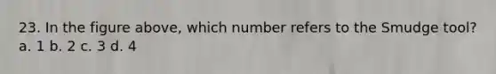 23. In the figure above, which number refers to the Smudge tool? a. 1 b. 2 c. 3 d. 4