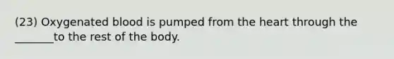 (23) Oxygenated blood is pumped from the heart through the _______to the rest of the body.