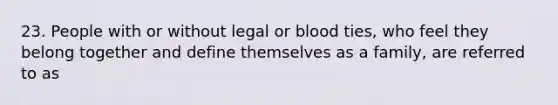 23. People with or without legal or blood ties, who feel they belong together and define themselves as a family, are referred to as