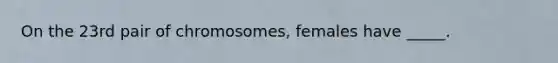 On the 23rd pair of chromosomes, females have _____.