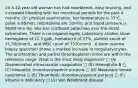 24 A 42-year-old woman has had nosebleeds, easy bruising, and increased bleeding with her menstrual periods for the past 4 months. On physical examination, her temperature is 37°C, pulse is 88/min, respirations are 18/min, and blood pressure is 90/60 mm Hg. She has scattered petechiae over the distal extremities. There is no organomegaly. Laboratory studies show hemoglobin of 12.3 g/dL, hematocrit of 37%, platelet count of 21,500/mm3 , and WBC count of 7370/mm3 . A bone marrow biopsy specimen shows a marked increase in megakaryocytes. The prothrombin and partial thromboplastin times are within the reference range. What is the most likely diagnosis? □ (A) Disseminated intravascular coagulation □ (B) Hemophilia B □ (C) Idiopathic thrombocytopenic purpura □ (D) Metastatic breast carcinoma □ (E) Thrombotic thrombocytopenic purpura □ (F) Vitamin K deficiency □ (G) Von Willebrand disease