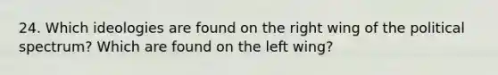 24. Which ideologies are found on the right wing of the political spectrum? Which are found on the left wing?