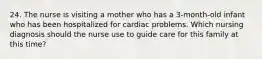 24. The nurse is visiting a mother who has a 3-month-old infant who has been hospitalized for cardiac problems. Which nursing diagnosis should the nurse use to guide care for this family at this time?