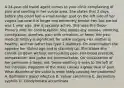 A 24-year-old travel agent comes to your clinic complaining of pain and swelling in her vulvar area. She states that 2 days before she could feel a small tender spot on the left side of her vagina but now it is larger and extremely tender. Her last period was 1 year ago; she is sexually active. She uses the Depo-Provera shot for contraception. She denies any nausea, vomiting, constipation, diarrhea, pain with urination, or fever. Her past medical history is significant for ankle surgery. Her mother is healthy, and her father has type 2 diabetes. On examination she appears her stated age and is standing up. She states she cannot sit down without excruciating pain. Her blood pressure, temperature, and pulse are unremarkable. On visualization of her perineum a large, red, tense swelling is seen to the left of her introitus. Palpation of the mass causes a great deal of pain. What disorder of the vulva is most likely causing her problems? A. Bartholin's gland infection B. Vulvar carcinoma C. Secondary syphilis D. Condylomata accuminata