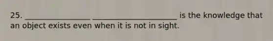 25. _________________ ______________________ is the knowledge that an object exists even when it is not in sight.