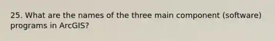 25. What are the names of the three main component (software) programs in ArcGIS?