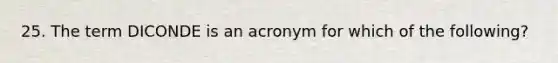 25. The term DICONDE is an acronym for which of the following?