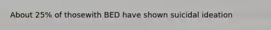 About 25% of thosewith BED have shown suicidal ideation