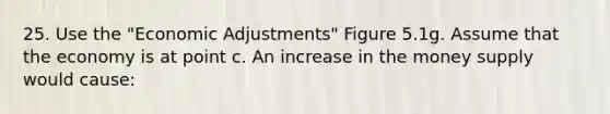 25. Use the "Economic Adjustments" Figure 5.1g. Assume that the economy is at point c. An increase in the money supply would cause: